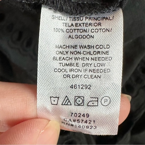 LOFT Black Ruffle Lace Hem Boxy Blouse NWT - Picture 5 of 5